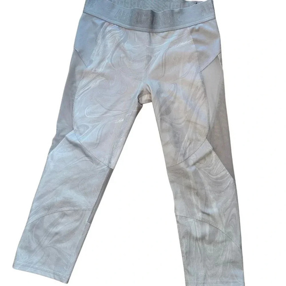 ABERCROMBIE & FITCH White & grey swirl pattern mesh inset crop leggings size XS - Picture 2 of 15